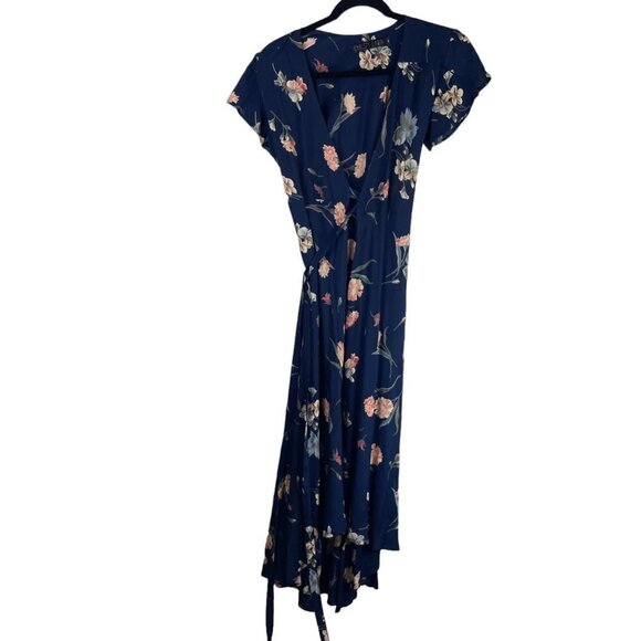 Christy Dawn The Autumn Floral Print Short Sleeve Wrap Dress Navy Blue Size S - Picture 2 of 11
